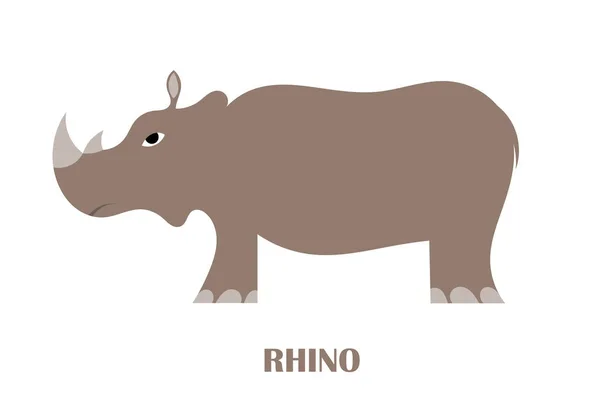 Immagine vettoriale a colori Rinoceronte cartone animato carino su sfondo bianco — Vettoriale Stock