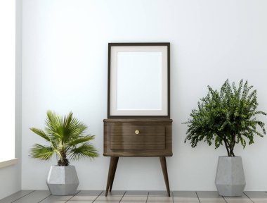 kadar boş çerçeve ve granit vazolar bitkiler ile ilgili alay et. 3D hasta