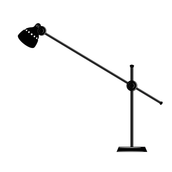 Imagem preta da lâmpada de assoalho moderna em um fundo branco. Existências — Vetor de Stock