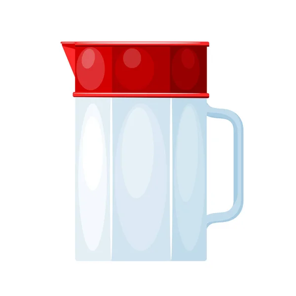 Modern glass decanter with a red cap on a white background. Stoc — Stock Vector