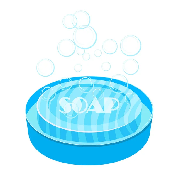 Image vectorielle de savon bleu et porte-savon sur fond blanc. C — Image vectorielle