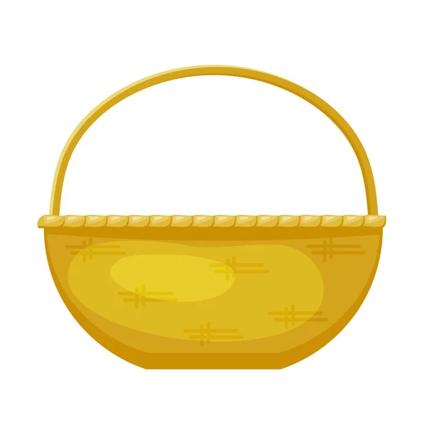 Imagem vetorial de uma cesta de cor simples feita de vime. Desenhos animados s — Vetor de Stock