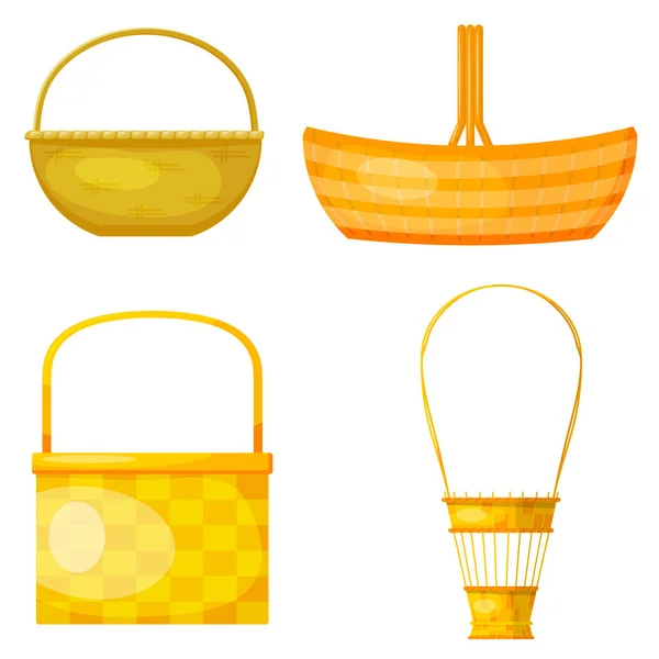 Set di cestini astratti in tessuto giallo. Stile cartone animato. Elegante desig — Vettoriale Stock