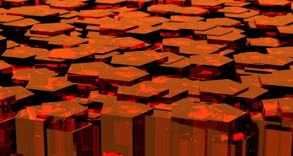 Sfondo astratto rosso con pentagoni. rendering 3d — Foto Stock