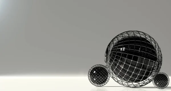 灰色の背景に抽象的な球のセットです。3 d レンダリング. — ストック写真