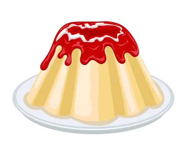 Illustration vectorielle couleur ronde gâteau au fromage sucré sur une assiette. C — Image vectorielle