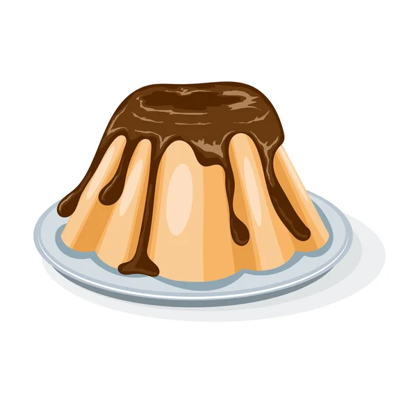 Ilustración de color vectorial redondo pastel de queso dulce en un plato. C — Vector de stock