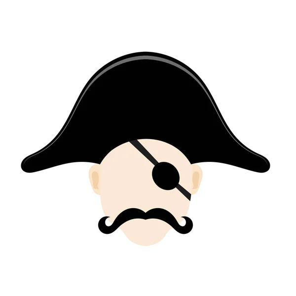 Ilustração vetorial de uma cabeça de pirata um chapéu cocked com um pa olho —  Vetores de Stock