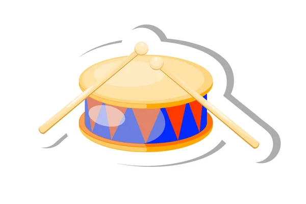Vector de culoare Desen animat instrument muzical tambur pe un backgrou alb — Vector de stoc