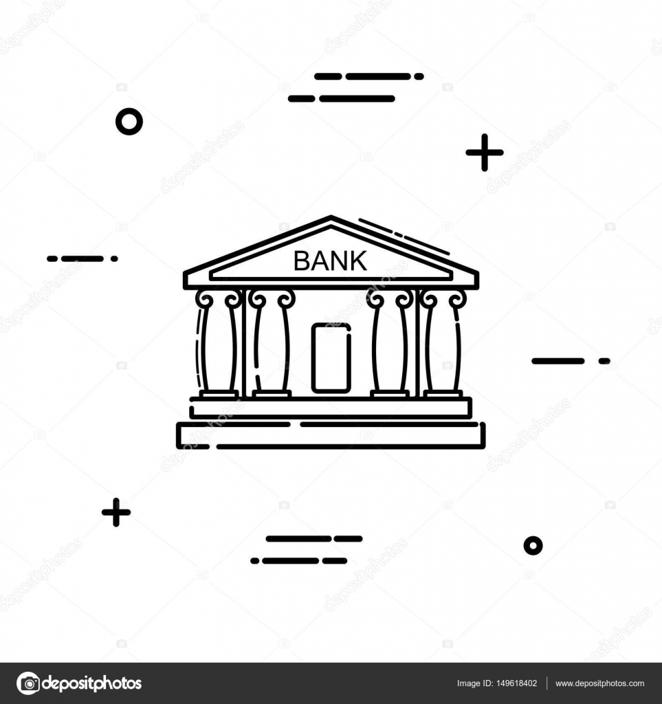 Icône De Banque Linéaire Sur Un Fond Blanc Dessin Au Trait