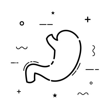 Beyaz arka plan üstünde soyut siyah mide kutsal kişilerin resmi. Vektör illustra