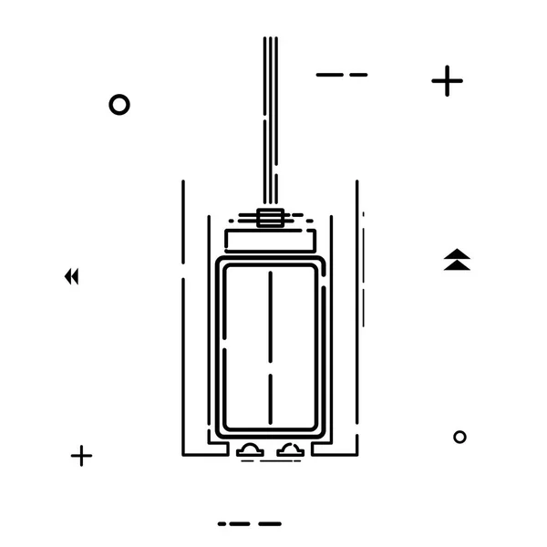 Simple linear elevator icon on a white background. Black linear — Stock Vector