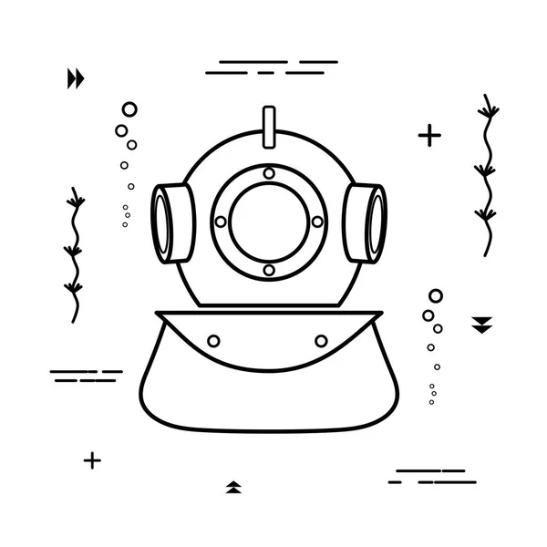 Einfaches schwarzes Tauchhelm-Symbol auf weißem Hintergrund. Vektor il — Stockvektor