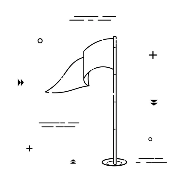 Icône linéaire noire d'un drapeau de terrain de golf sur fond blanc. V — Image vectorielle