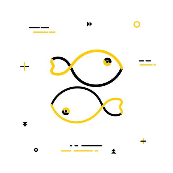 Pair of fish, an astrological pictogram in linear style. Linear — Stock Vector