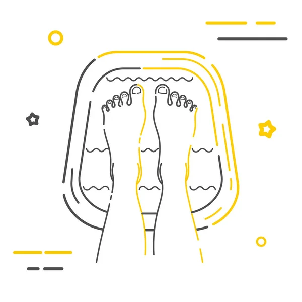 Bain tourbillon coloré avec pieds dans un style linéaire. icône de ligne . — Image vectorielle