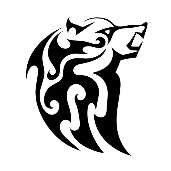 Tatouage vectoriel abstrait d'un méchant loup fort sur un backgr blanc — Image vectorielle