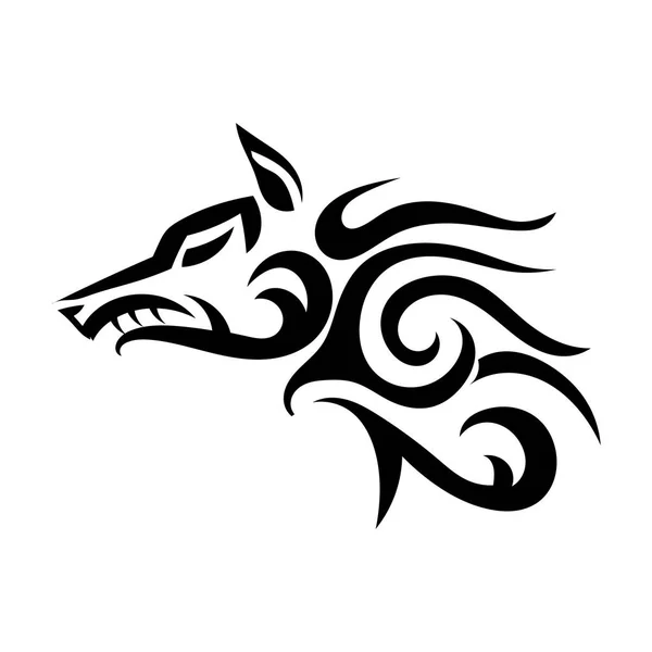 Tatuagem de vetor de um lobo forte ímpio em um fundo branco. Ang... —  Vetores de Stock