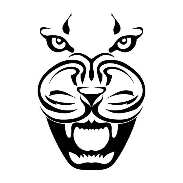 Silhouette eines Tigers im vollen Gesicht, ein Grinsen eines Raubtiers — Stockvektor