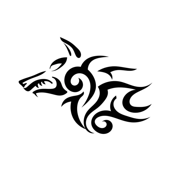 Tatouage vectoriel d'un méchant loup fort sur fond blanc. Sha ! — Image vectorielle