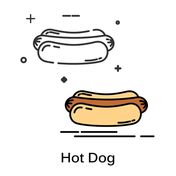 Simple flat black icon hot-dog on a white background. Sign of fa — Stock Vector