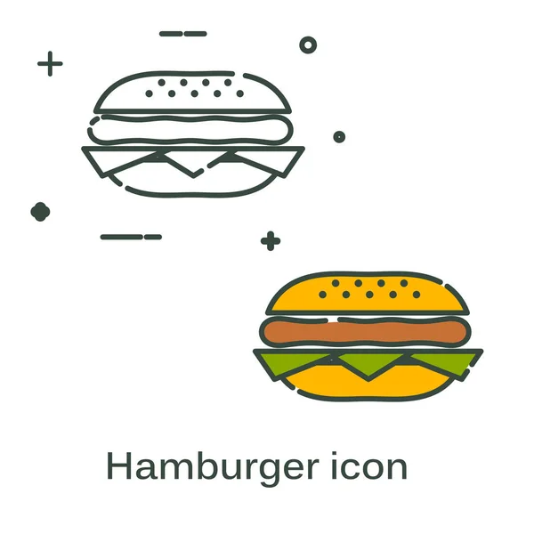 Enkel svart hamburgare ikon. Symbol för snabbmat. Line styl — Stock vektor