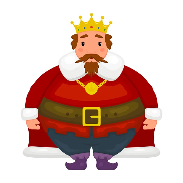 Cartoon image of a king on a white background. Cheerful kind kin — Stock Vector