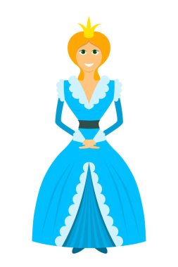 Komik bir karton düz stil genç prenses renkli görüntü 