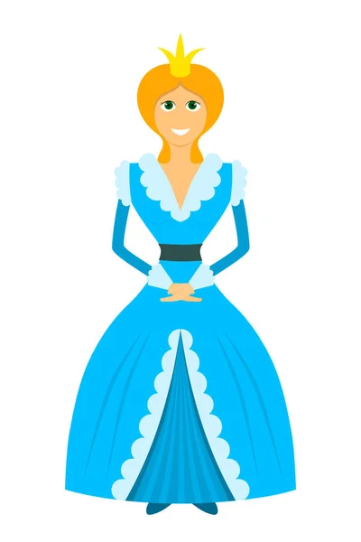 Image en couleur d'un drôle de style plat en carton d'une jeune princesse — Image vectorielle