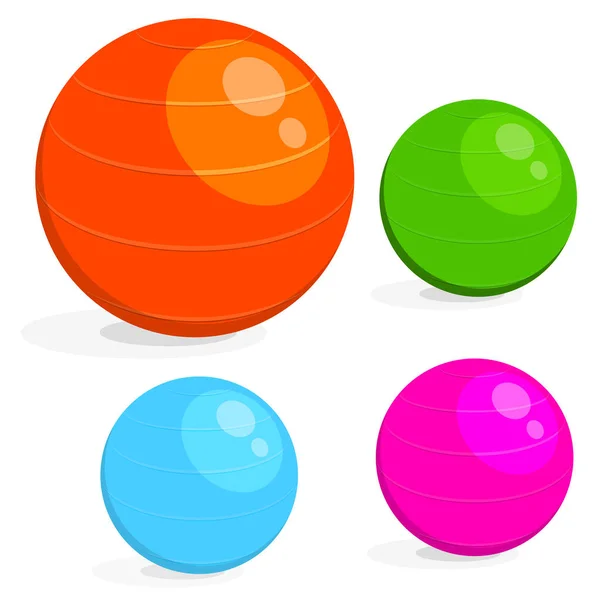 Tecknad bild uppsättning bollen för fitness. Färgglada ritning av s — Stock vektor
