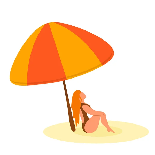 Abstract color image of a sexy girl under an umbrella on the bea — Stock Vector