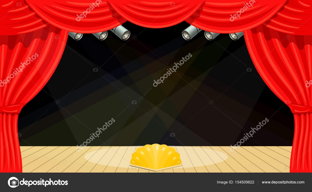 Cartoon theater. Theater gordijn, balken van zoeklichten. Spectac ... Cartoon theater. Theater gordijn, balken van zoeklichten. Spectac ...