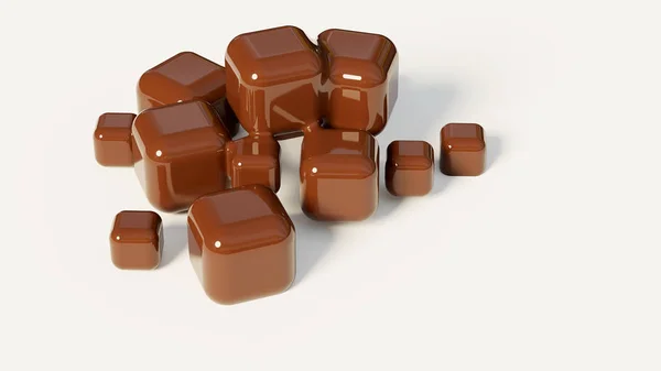 Ilustração 3d abstrata de formas cúbicas marrons em um backgr branco — Fotografia de Stock