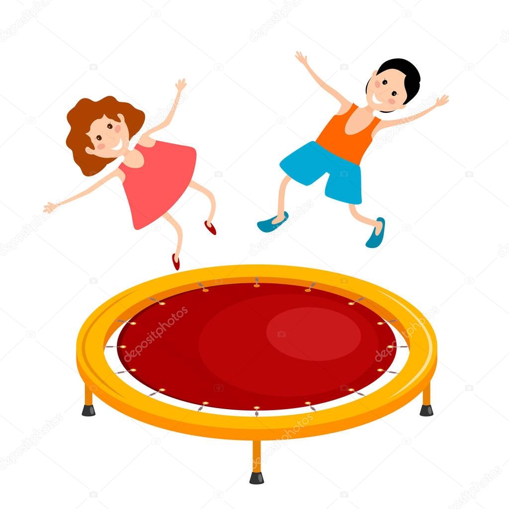 Abstract cartoon illustration of a bright colored trampoline and