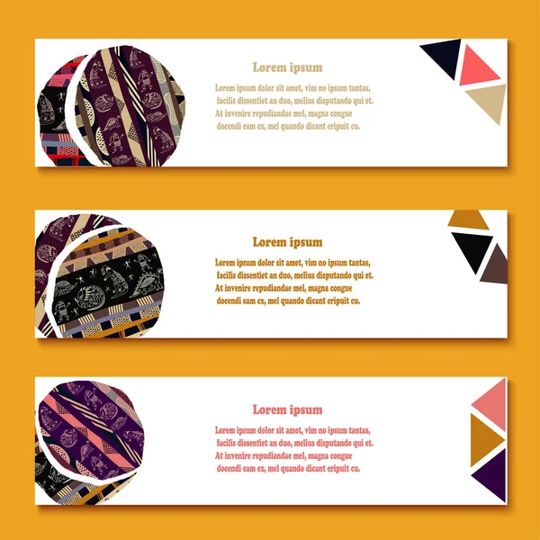 Set van abstracte Afrikaanse tribal stijl geometrische banners. Vector ik — Stockvector