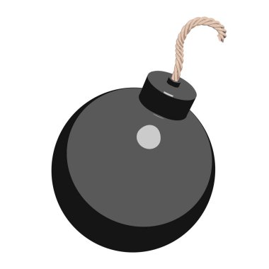 Beyaz zemin üzerinde bir fitil Vintage yuvarlak bombayla. Vektör çizim