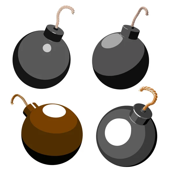 Bombe ronde vintage avec une mèche sur fond blanc. Illustration vectorielle — Image vectorielle
