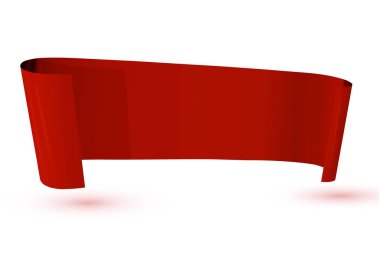 Beyaz arka plan vektör çizim şerit kırmızı afiş