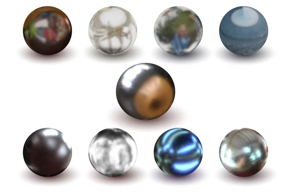 Set di palline di metallo. Illustrazione vettoriale — Vettoriale Stock