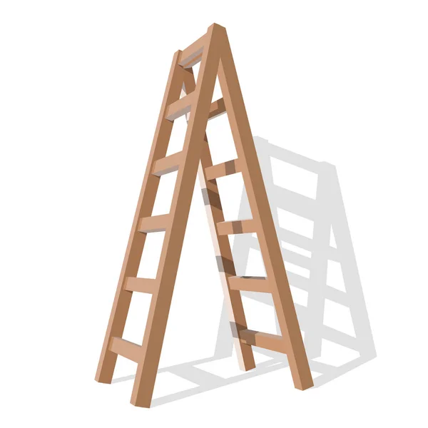 Realistische houten ladder op een witte achtergrond. Vectorillustratie — Stockvector