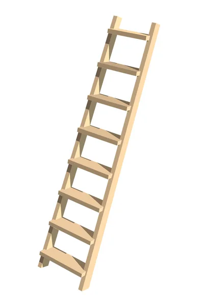 Realistic wooden ladder on a white background. Vector Illustration — Stock Vector