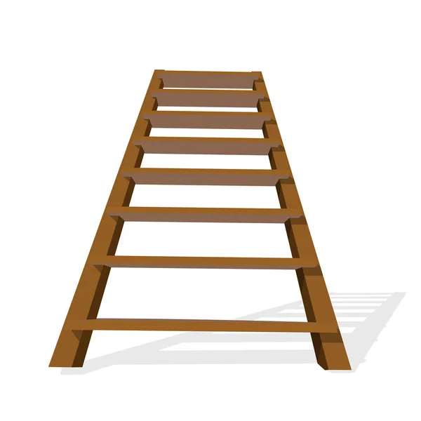 Escalera de madera realista sobre fondo blanco. Ilustración vectorial — Vector de stock