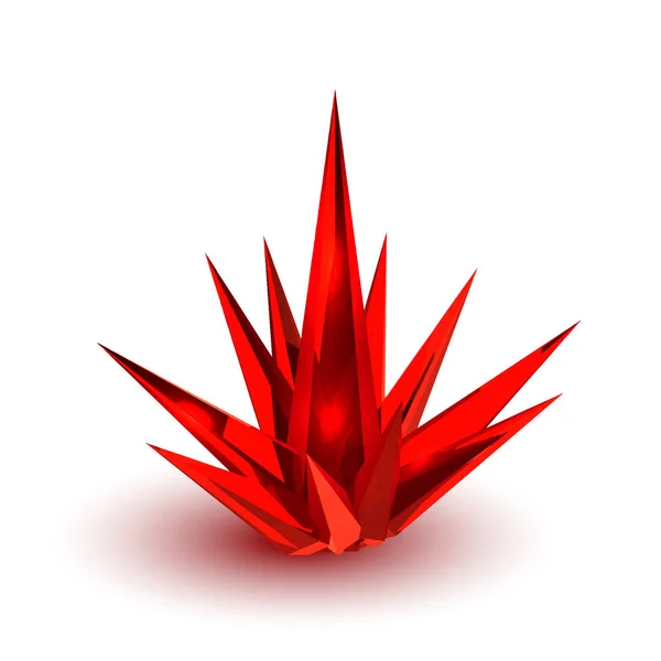 Красный кристалл Реалистичный объемный кристалл на белом фоне. Векторная иллюстрация элемента природы — стоковый вектор