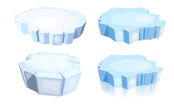 Set de témpanos de hielo. Imagen de dibujos animados de un témpano azul sobre un fondo blanco. Ilustración vectorial — Archivo Imágenes Vectoriales