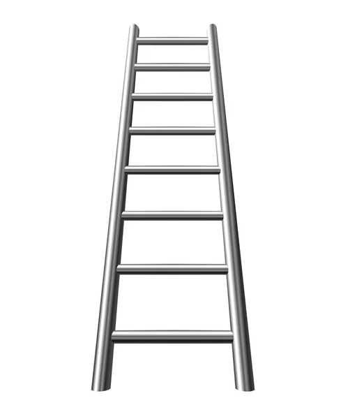 Escadaria de metal realista em um fundo branco. Ilustração vetorial — Vetor de Stock