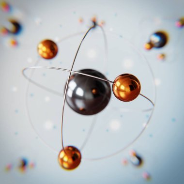 Soyut kimya moleküller ile arka plan. kimyasal elementler 3D çizimi