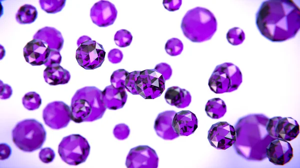 Abstracte achtergrond met violet glanzende glazen bollen. 3D illustratie — Stockfoto