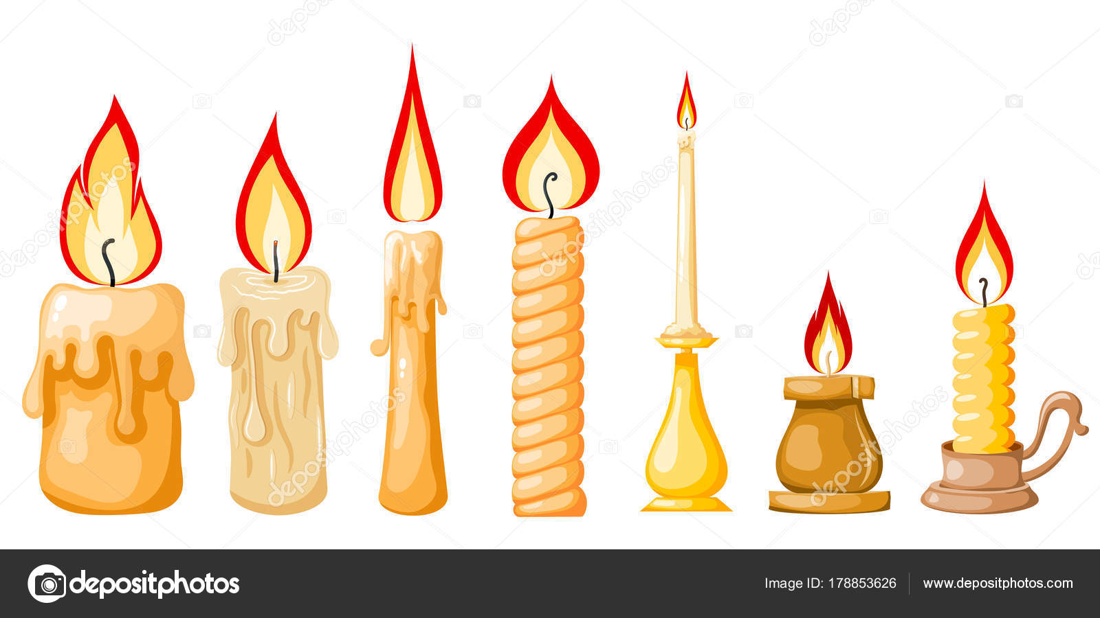 Cartoon of a candle on a white background. Set of yellow candles with flames in Cartoon style. Vector illustration Stock Vector Image by ©lapotnik #178853626 Cartoon of a candle on a white background. Set of yellow candles with flames in Cartoon style. Vector illustration Stock Vector Image by ©lapotnik #178853626