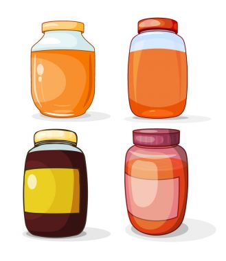 Beyaz zemin üzerine karton kutuları kümesi. Dört kavanoz vektör çizim