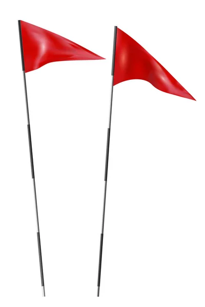 Két piros golf zászlók. Set golf zászlók fehér alapon. Vektoros illusztráció — Stock Vector